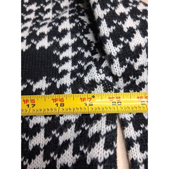 Women's Knit Cardigan Black White Houndstooth Open Front Pearl Buttons Sz L - Picture 8 of 10